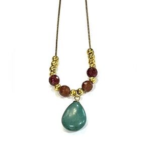 Chic Gold and Teal Pendant Necklace